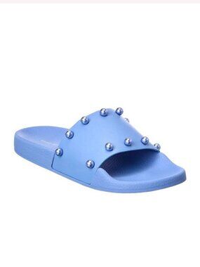 Stuart Weitzman Studded Slide Sandals Size 8 Blue